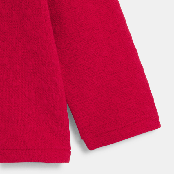 سترة (جيليه) من القطن الفاخر، للفتيات الرُضع باللون الأحمر ومُزيَّن برسمة قلب مُطرزة